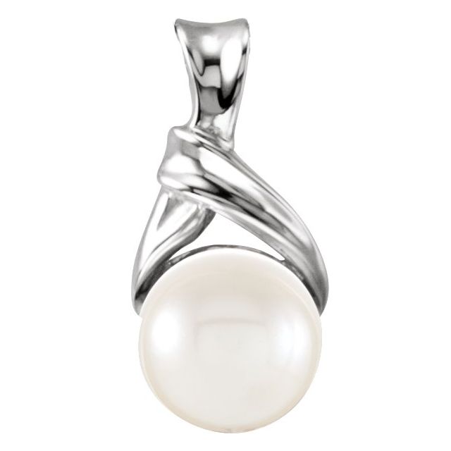 14k White Cultured White Akoya Pearl Pendant