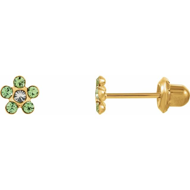 14K Yellow Imitation Peridot Inverness® Piercing Earrings