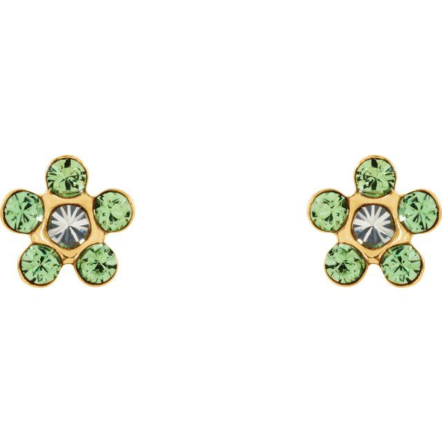 14K Yellow Imitation Peridot Inverness® Piercing Earrings