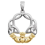 14K White/Yellow Claddagh Pendant