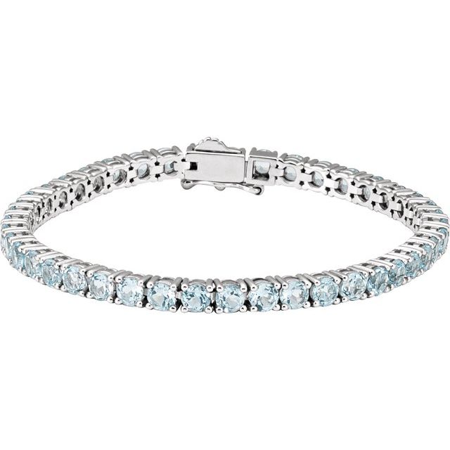 14K White Natural Sky Blue Topaz 7 1/4' Line Bracelet