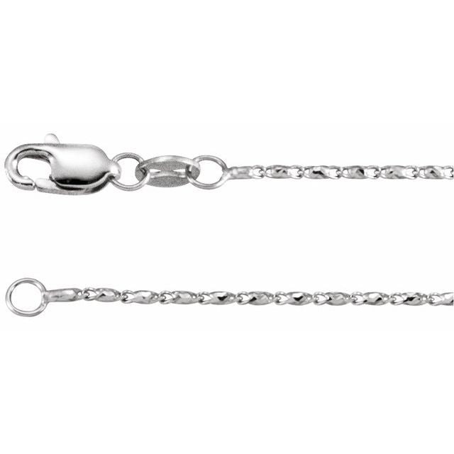 14K White 1 mm Raso 20' Chain