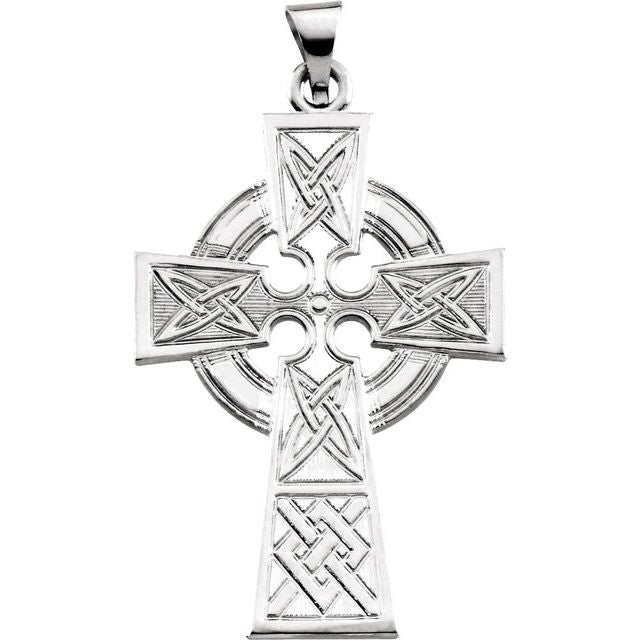 14k White Celtic-inspired Cross Pendant