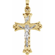14K Yellow & White 25x18 mm Hollow Crucifix Pendant