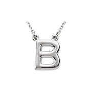 Sterling Silver Block Initial B 16' Necklace