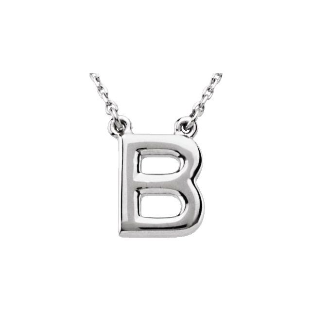 Sterling Silver Block Initial B 16' Necklace