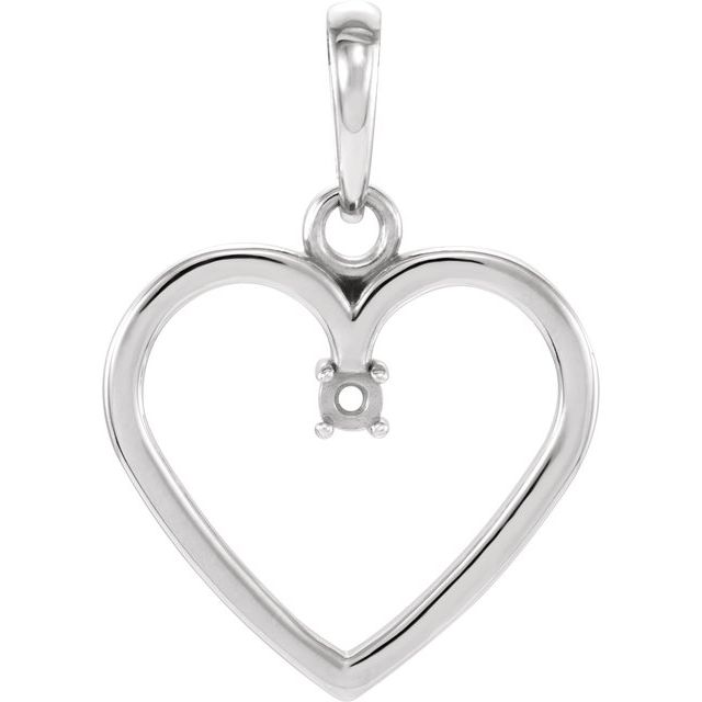 Sterling Silver 1.7 Mm Heart Pendant Mounting