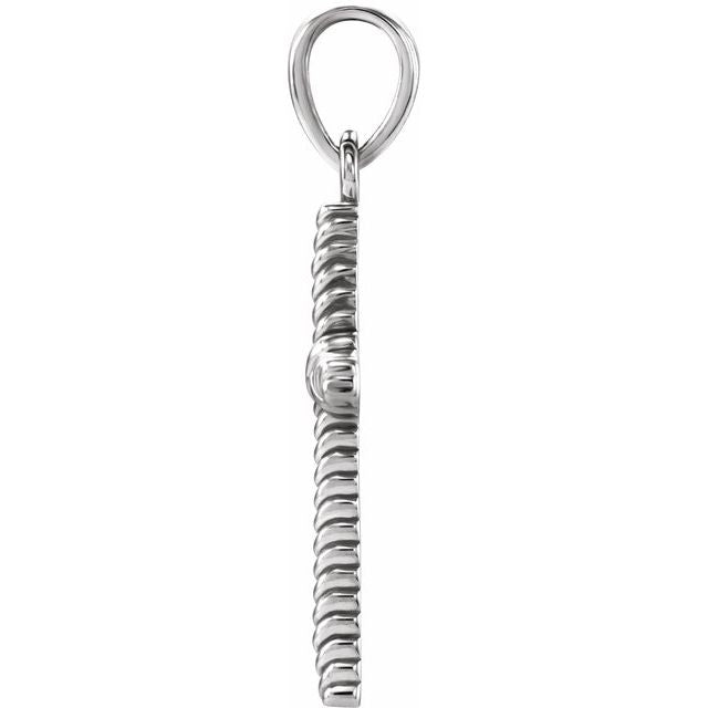 Sterling Silver 17.5x11.3 mm Rope Cross Pendant