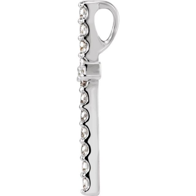 14k White 1/2 Ctw Natural Diamond Petite Cross Pendant