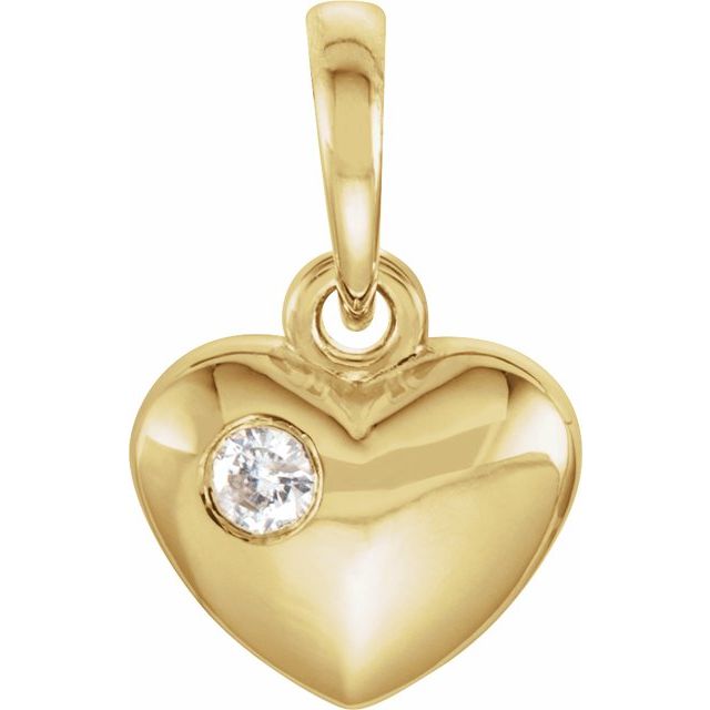 14k Yellow .03 Ct Natural Diamond Heart Pendant