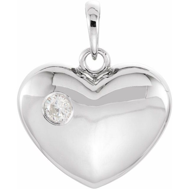Sterling Silver 1/10 Ct Natural Diamond Heart Pendant