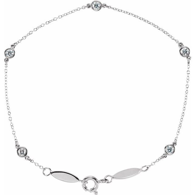 14K White 1/3 CTW Natural Diamond Bezel-Set Station 7' Bracelet