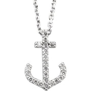 14K White .08 CTW Natural Diamond Anchor 16' Necklace