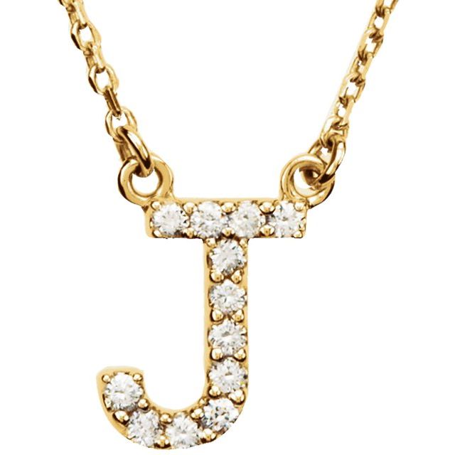 14K Yellow 1/10 CTW Natural Diamond Initial J 16' Necklace