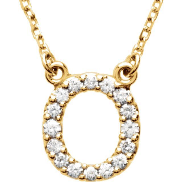 14K Yellow 1/6 CTW Natural Diamond Initial O 16' Necklace
