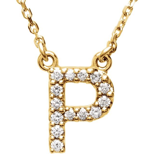 14K Yellow 1/6 CTW Natural Diamond Initial P 16' Necklace