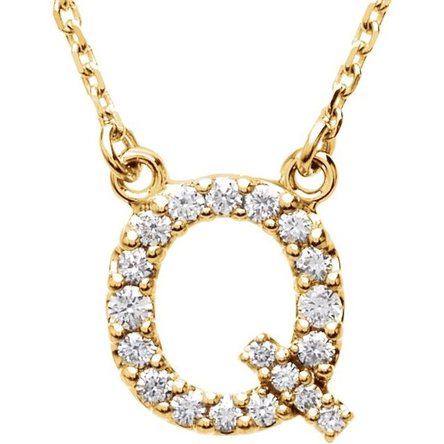 14K Yellow 1/6 CTW Natural Diamond Initial Q 16' Necklace