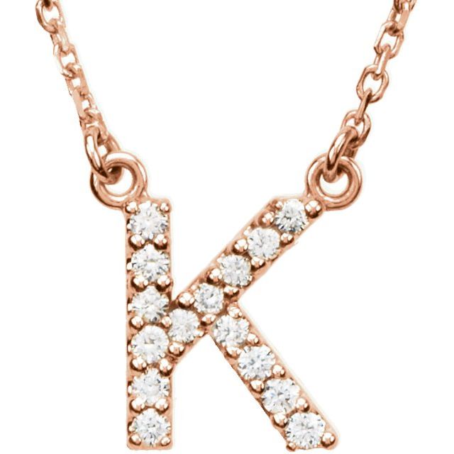 14K Rose 1/8 CTW Natural Diamond Initial K 16' Necklace