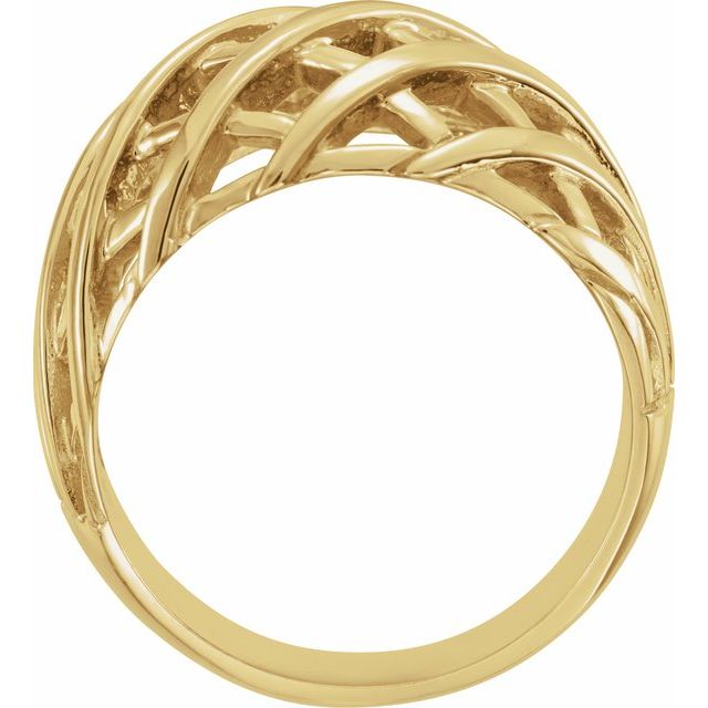 14K Yellow 11 mm Latticework Dome Ring