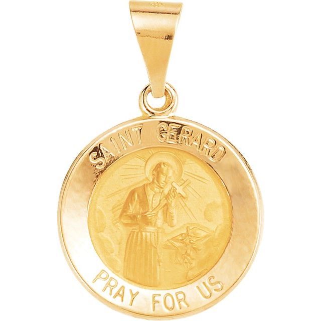 14K Yellow 15 mm Round Hollow St. Gerard Medal