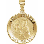 14K Yellow 18 mm Round Hollow St. Matthew Medal