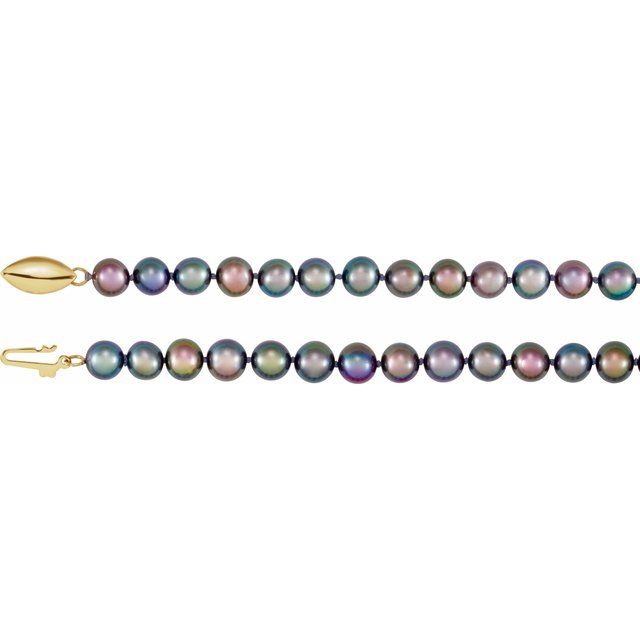 14K Yellow Panache®  Cultured Black Freshwater Pearl 16' Necklace