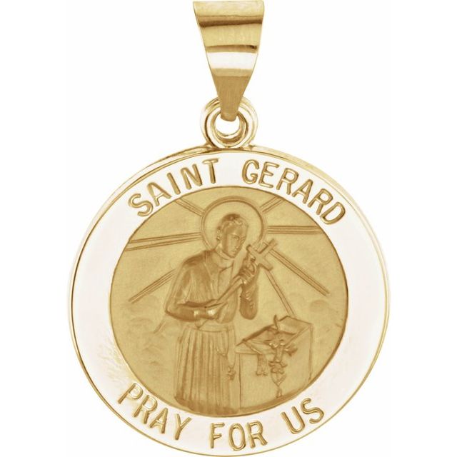 14K Yellow 18 mm Round Hollow St. Gerard Medal