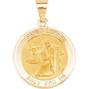 14K Yellow 18 mm Round Hollow St. Luke Medal