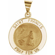 14K Yellow 18 mm Round Hollow St. Francis Medal