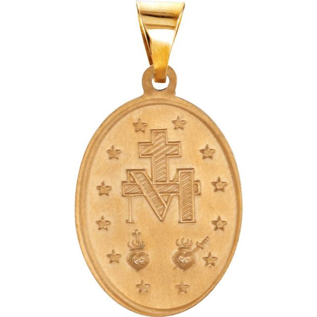 14K Yellow 19x13.5 mm Oval Hollow Miraculous Medal