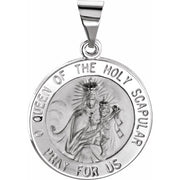14K White 18x18 mm Round Hollow Scapular Medal