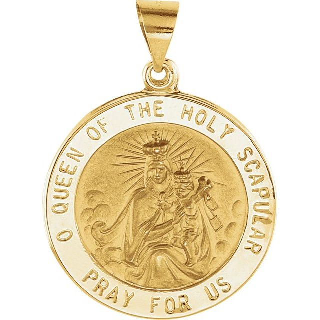 14K Yellow 22x22 mm Round Hollow Scapular Medal