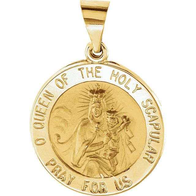 14K Yellow 18x18 mm Round Hollow Scapular Medal