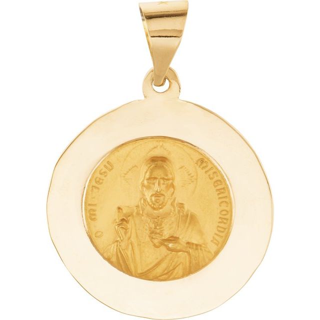 14K Yellow 18x18 mm Round Hollow Scapular Medal