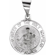 14K White 15x15 mm Round Hollow Scapular Medal