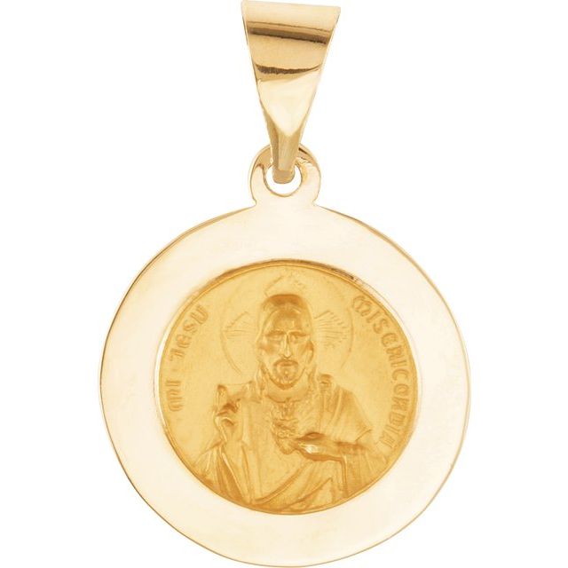 14K Yellow 15x15 mm Round Hollow Scapular Medal