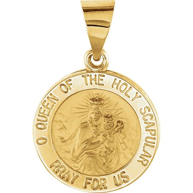 14K Yellow 15x15 mm Round Hollow Scapular Medal