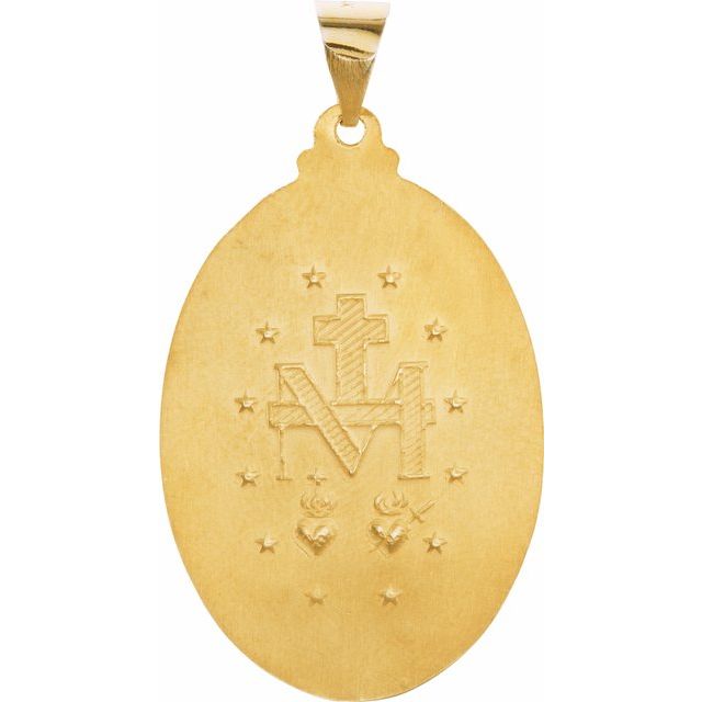 14K Yellow 29x20 mm Oval Hollow Miraculous Medal