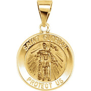 14K Yellow 15 mm Round Hollow St. Florian Medal