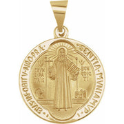 14K Yellow 18 mm Round Hollow St. Benedict Medal