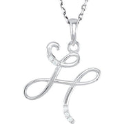 14K White .025 CTW Natural Diamond Initial H 18' Necklace