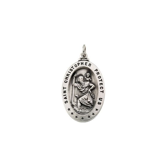 Sterling Silver 29x20 mm St. Christopher Medal