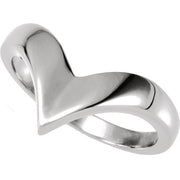 14K White V Ring