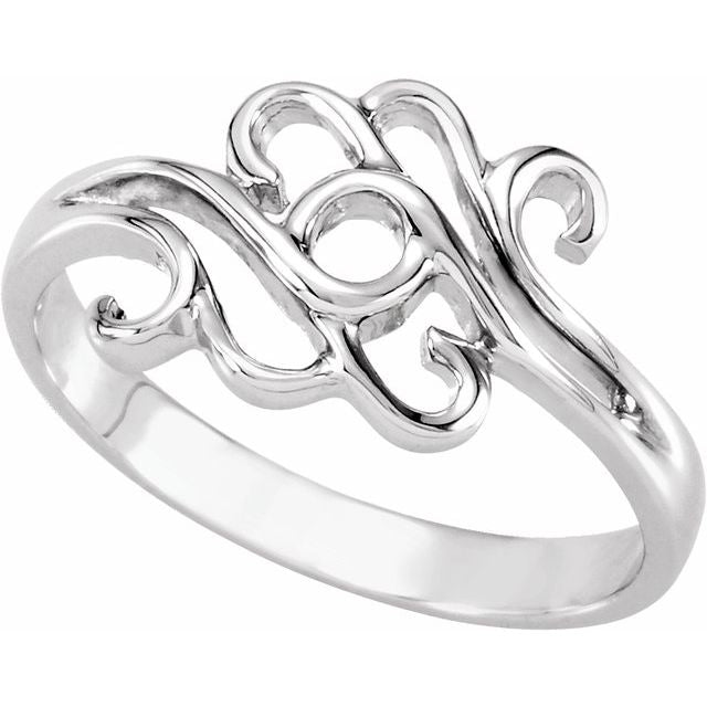 14K White Freeform Ring