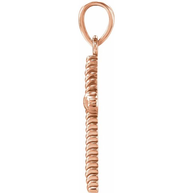 14k Rose 17.5x11.3 Mm Rope Cross Pendant