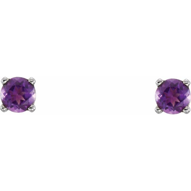 14K White Natural Amethyst Youth Earrings