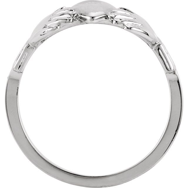 14K White 14x12 mm Claddagh Band