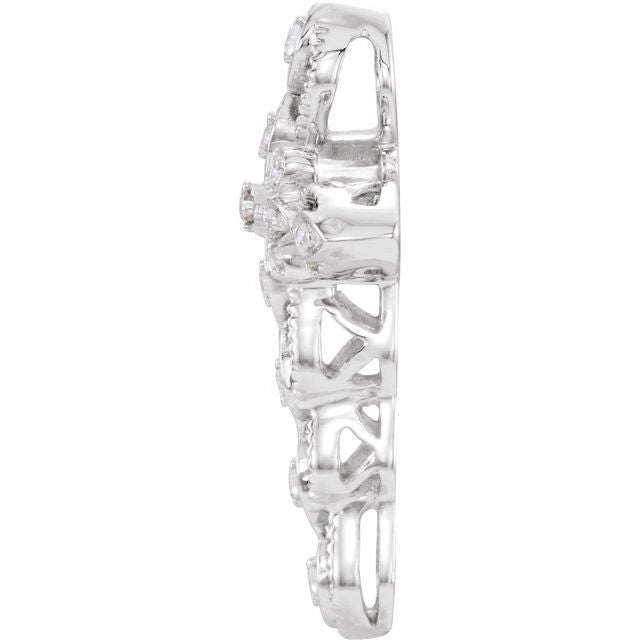 14k White 1/10 Ctw Natural Diamond Cross Pendant