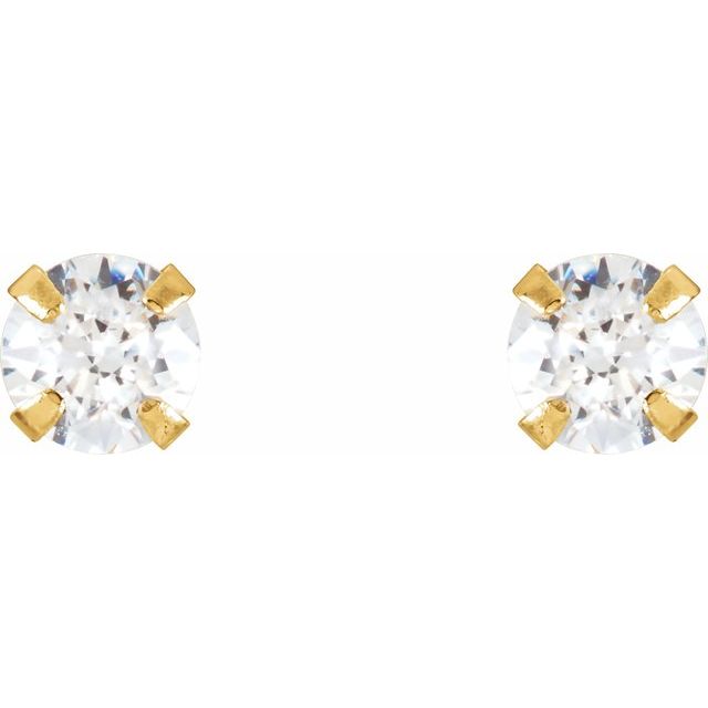 14K Yellow 3 mm Imitation White Cubic Zirconia Youth Stud Earrings