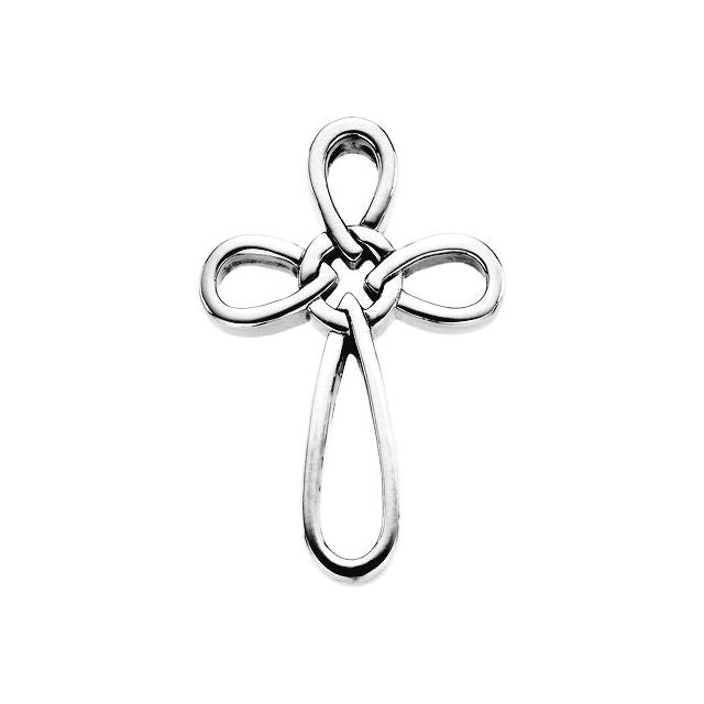 14K White 34.25x24 mm Cross Pendant